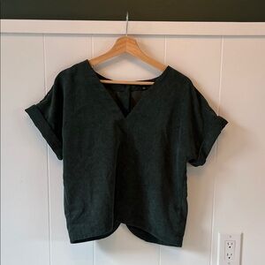 Madewell Dark Green Corduroy V-Neck Blouse